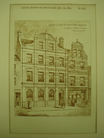 London & South Western Bank , Highgate, England, UK, 1894, Truefill & Watson