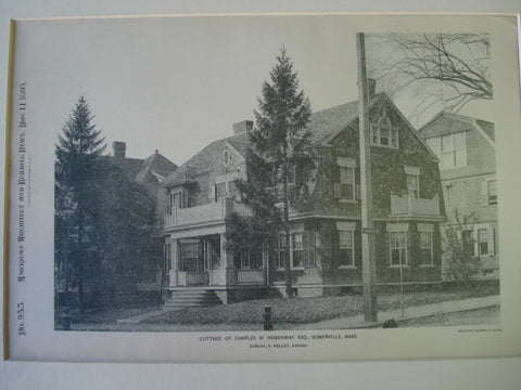 Cottage of Charles M. Hemenway, ESQ, Somerville, MA, 1893, Samuel D. Kelley