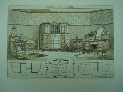 Bedroom Suite in Hard Woods made by Messrs. Gillow & Co., 1882, Maurice B. Adams