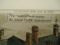 New Master's House for 25 Boys at the Derby School, England, UK, 1882, Ed. John May
