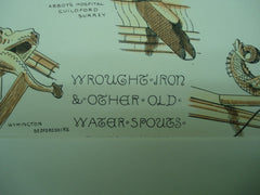 Wrought Iron & Other Old Water Spouts from Various Sources, 1883, Unknown