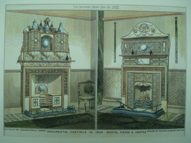 Ornamental Castings in Iron, Mantel Pices & Grates, 1882, Maurice B. Adams