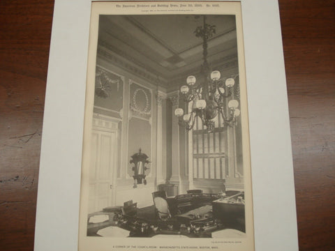 A Corner of the Council Room: Massachusetts State House, Boston, MA, 1895, Charles Bulfinch