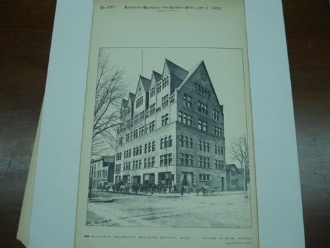 Business University Building, Detroit, MI, 1892, Mason & Rice