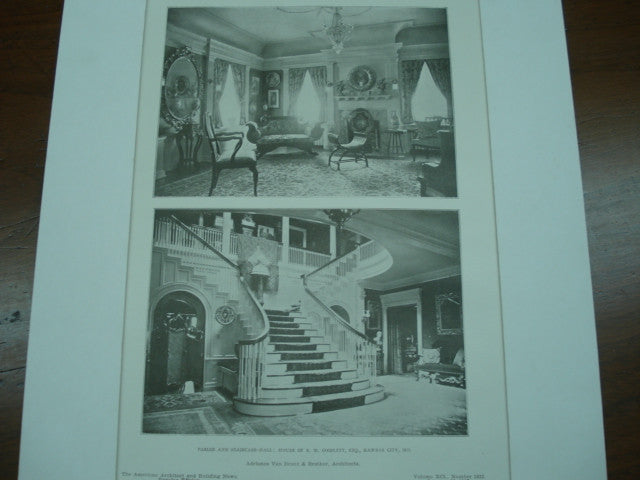 Parlor and Staircase-Hall: House of R.M. Goodlett, Esq., Kansas City, MO, 1907, Adriance Van Brunt & Brother