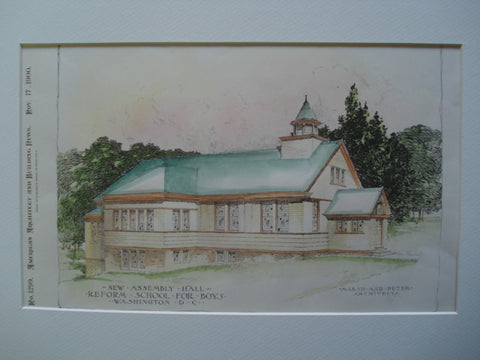 New Assembly Hall for the Reform School for Boys , Washington, DC, 1900, Marsh and Peter
