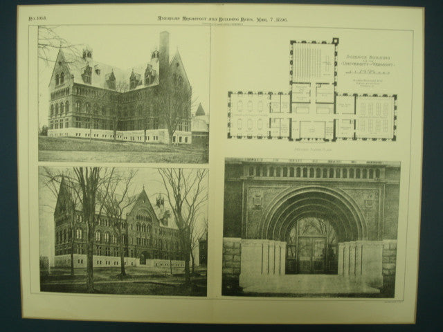 University of Vermont's Science Building , Burlington, VT, 1896, Wilson Brothers & Co.