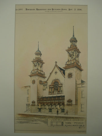 Zion Reformed Church , York, PA, 1896, B. F. Willis