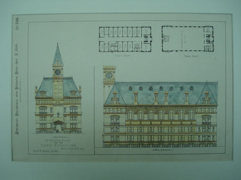 Competitive Design for the Corn Exchange , Baltimore, MD, 1880, Wyatt & Sperry