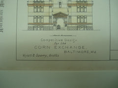 Competitive Design for the Corn Exchange , Baltimore, MD, 1880, Wyatt & Sperry