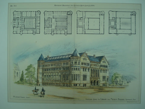 Competitive Design for the Library and Museum Building , Minneapolis, MN, 1886, H. Langford Warren