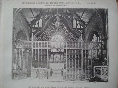 All Wrought Iron Rood Screen in Bethesda Church , Saratoga Springs, NY, 1890, A. Page Brown