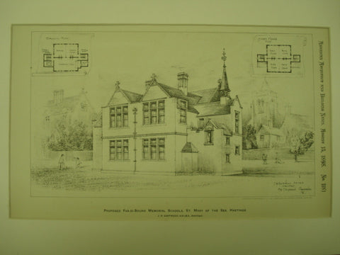 Proposed Faa-Di-Bruno Memorial Schools, St. Mary of the Sea, Hastings, England, UK, 1898, J. H. Eastwood