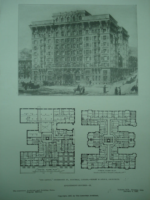 Linton Apartment Houses on Sherbrooke St. , Montreal, CAN, 1907, Finley & Spence