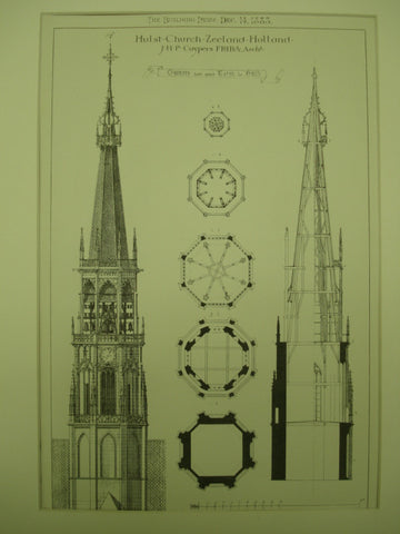 Hulst Church Steeple , Zeeland, Holland, EUR, 1883, J. H. P. Cuypers