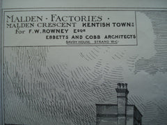 Malden Factories for F.W. Rowney, Esq. , Malden Crescent, Kentish Town, England, UK, 1880, Ebbetts and Cobb