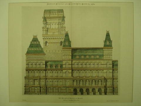 Lateral Elevation of the New State Capitol , Albany, NY, 1876, James R. Osgood