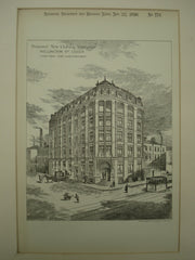 Proposed New Clothing Warehouse on Wellington Street, Leeds, England, UK, 1890, T. Butler Wilson
