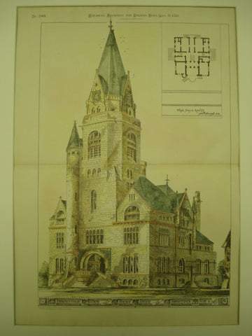 Competitive Design for the Court House , Cambridge, OH, 1880, Thos. Boyd
