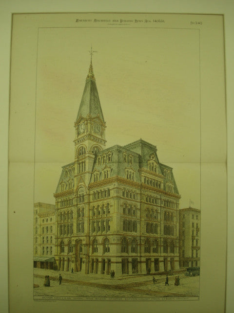 Baltimore and Ohio Railroad Company's Central Office Building on the Northwest Corner of Baltimore & Calvert Streets , Baltimore, MD, 1880, E. F. Baldwin