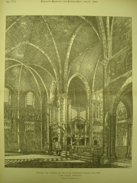 Design for the Church of the Good Shepherd , Gospel Oak, England, UK, 1890, T. Phillips Figgis
