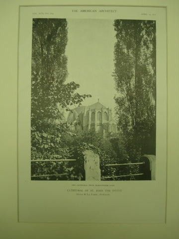 View from Morningside Park of the Cathedral of St. John the Divine , New York, NY, 1911, Heins & La Frage