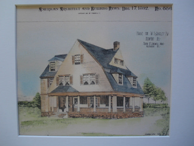 House for W.S. Quigley, Esq., Newport, DE, 1892, Frank R. Carswell