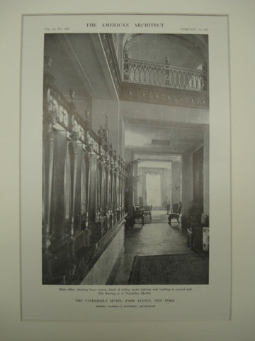 Main Office of the Vanderbilt Hotel , New York, NY, 1912, Messrs. Warren & Wetmore