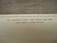 Corner Detail of the Vanderbilt Hotel , New York, NY, 1912, Messrs. Warren & Wetmore