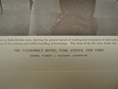 Vaulting in the Della Robbia Room of the Vanderbilt Hotel , New York, NY, 1912, Messrs. Warren & Wetmore