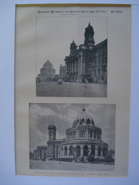 City Hall and Hall of Records , San Francisco, CA, 1893, Augustus Laver