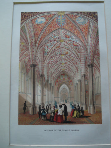 Interior of the Temple Church , London, England, UK, 1845, Unknown