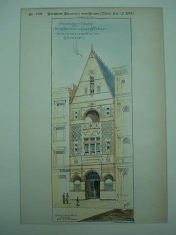 Proposed Front for the Commonwealth Title Insurance and Trust Company, Philadelphia, PA, 1890, Frank Miles Day