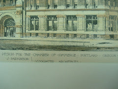 Competitive Design for the Chamber of Commerce , Portland, OR, 1890, J. Parkinson and J. B. Hamme