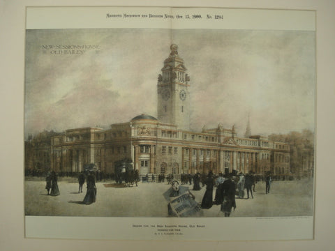 Design for the New Sessions House, Old Bailey, London, England, UK, 1900, H. L. Florence