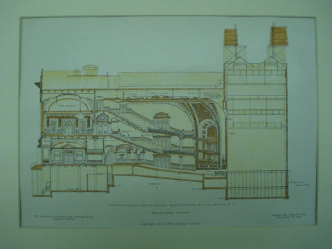 Longitudinal Section Through the Theater of the Brooklyn Academy of Music, Brooklyn, NY, 1906, Herts & Tallant