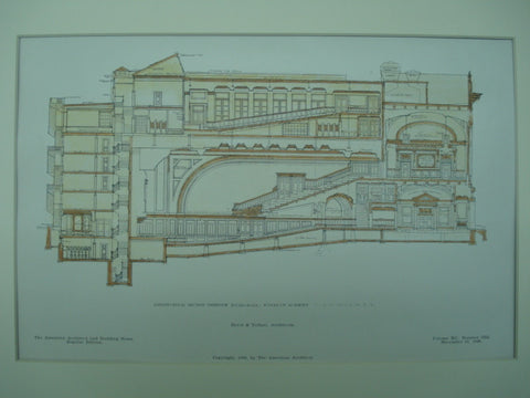 Longitudinal Section through the Music-Hall of the Brooklyn Academy of Music , Brooklyn, NY, 1906, Herts & Tallant