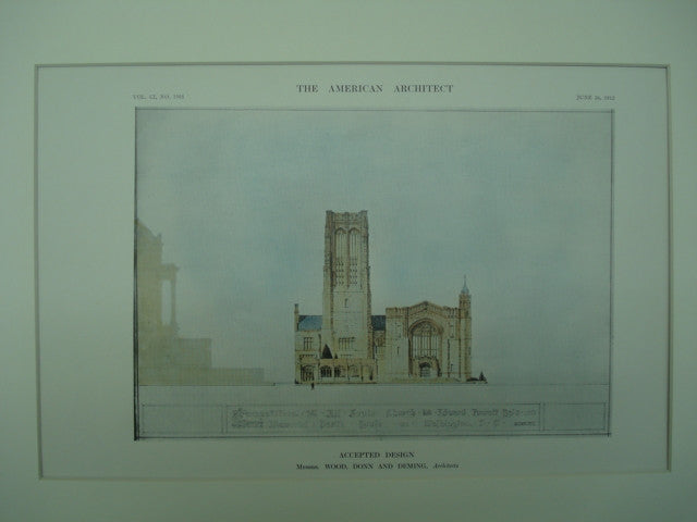 Accepted Design for the All Saints Church and Memorial Parish House , Washington, DC, 1912, Wood, Donn and Deming