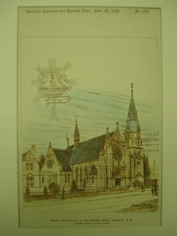 Design for the Church of the Sacred Heart , Cramond, Scotland, UK, 1897, J. Graham Fairley