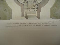 Design for the Confederate Memorial Competition , Richmond, VA, 1911, Walker & Hazzard and Wendell P. Blagden