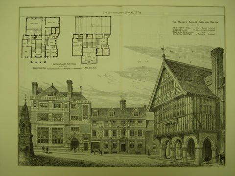 Market Square, Saffron Walden, Essex, UK, 1880, Edward Burgefs, W. Eden Nesfield and J. F. Bentley
