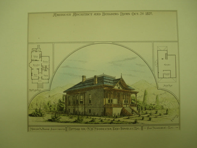 Cottage for R. W. Poindexter, Esq. , Berkeley, CA, 1878, Meeker & Banks
