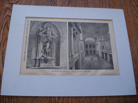 Staircase-Hall and Niched Statue: Imperial Law Courts, Leipsic, Saxony, Germany, EUR, 1895, Ludwig Hoffman