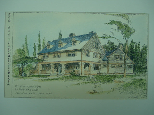 House for David Rice, Esq., Marion, MA, 1894, Arthur Wallace Rice