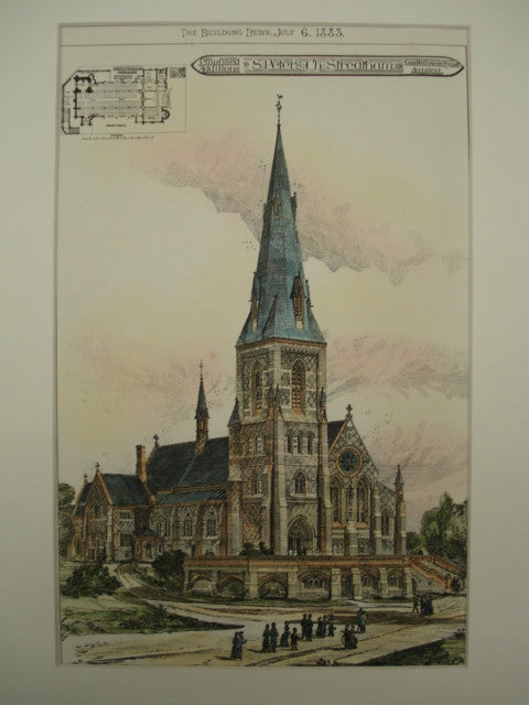 Proposed Additions to St. Peter's Church , Streatham, South London, England, UK, 1883, Geo. H. Fellowes