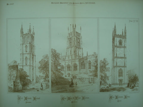 Saint Andrew's Church in Backwell, Church of Saint Mary the Virgin in Fairford, Saint Fimbarrus' Church in Fowey, Backwell, Somersetshire, Fairford, Gloucestershire , Fowey, Cornwall, England, UK, 1888, Unknown