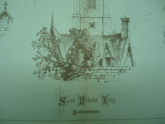 Saint Lawrence's Church in Evesham, Saint Nicholas' Church in Islip, Saint Mary's Church in Knighton, Evesham, Worcestershire, Islip, Northamptonshire, Knighton, Leicestershire, England, UK, 1888, Unknown