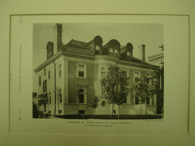 Residence of Judge Adams , St. Louis, MO, 1900, W. Albert Swasey