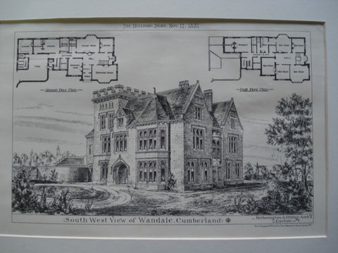 South West View of Wandale , Cumberland, England, UK, 1881, Hetherington & Oliver