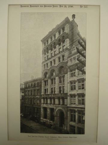 United States Trust Company on Wall Street , New York, NY, 1890, R.W. Gibson